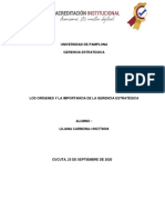 Orígenes y La Importancia de La Gerencia Estratégica