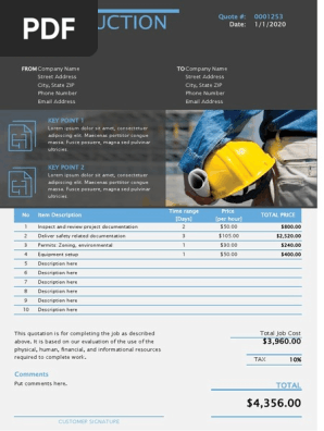 Construction Quote Template - TemplateLab.com