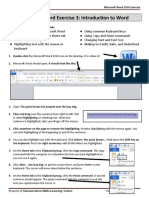 Microsoft Word Exercise 3: Introduction To Word: in This Exercise You Will Practice