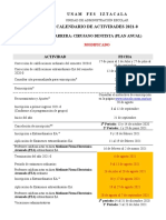 CALENDARIO - 20210 Modificado UNAM IZTACALA CIRUJANO DENTISTA