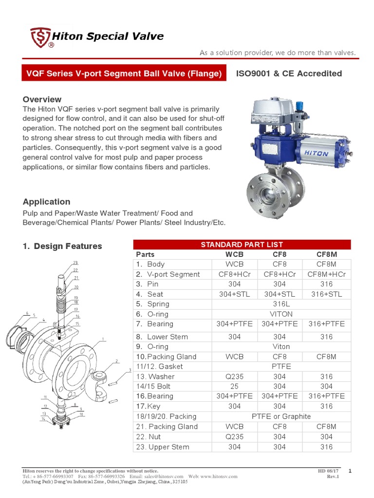 VQF Series V-Port Segment Ball Valve (Flange) : ISO9001 & CE Accredited ...