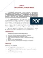 Lesson 02 Entrepreneurship in The Philippine Setting: A Glimpse of The Philippines