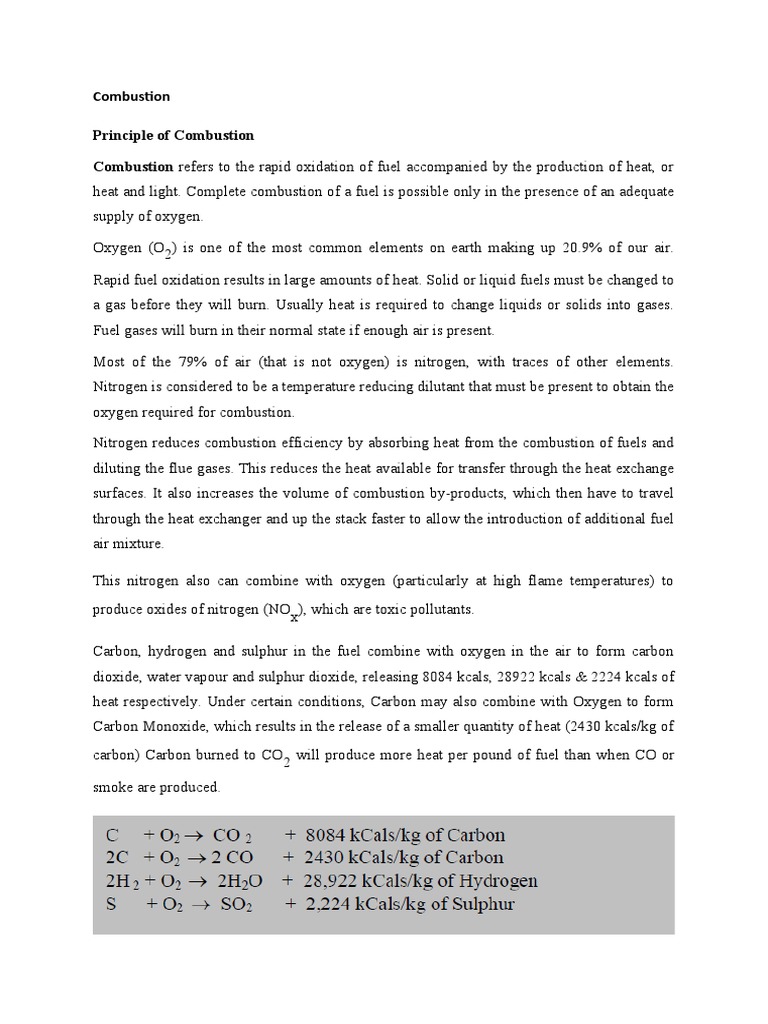 Combustion Note 1 PDF Combustion Fuels