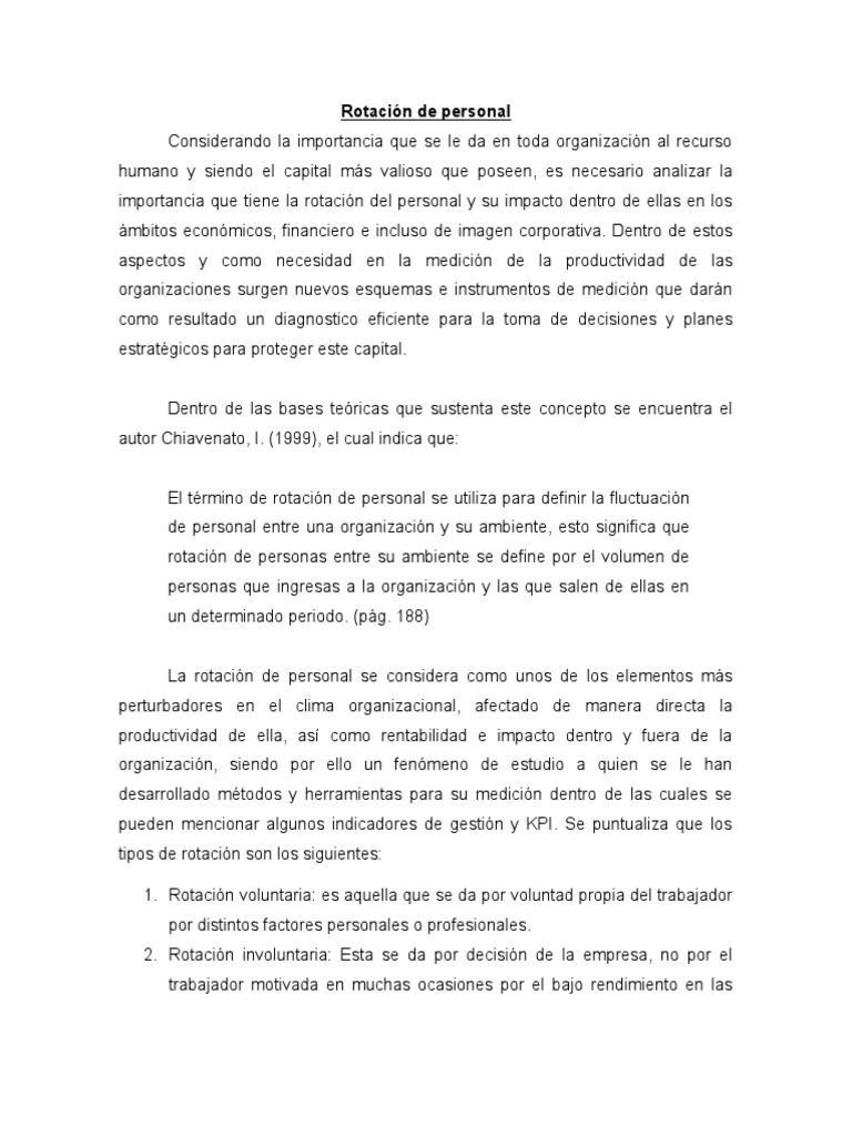Rotación de Personal | PDF | Gestión de recursos humanos | Capital ...