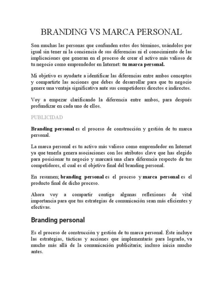 Branding VS Marca Personal | PDF | Gestión de la marca | Marca