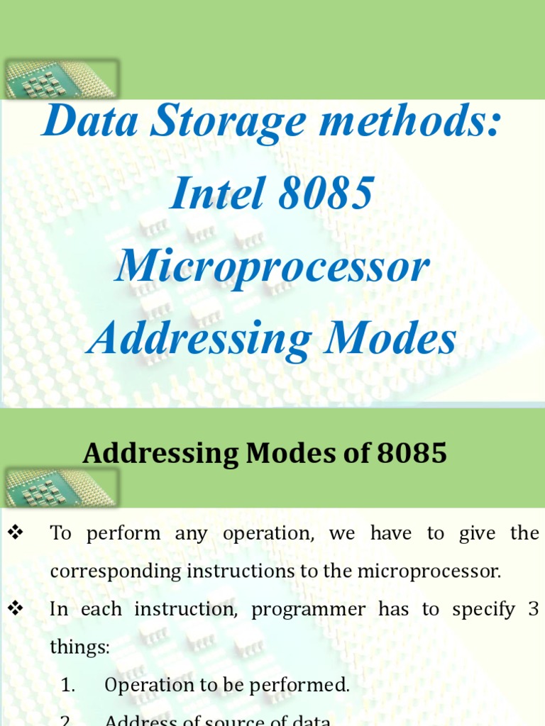 8085 Addressing Modes Guide | PDF | Computer Architecture | Computer ...