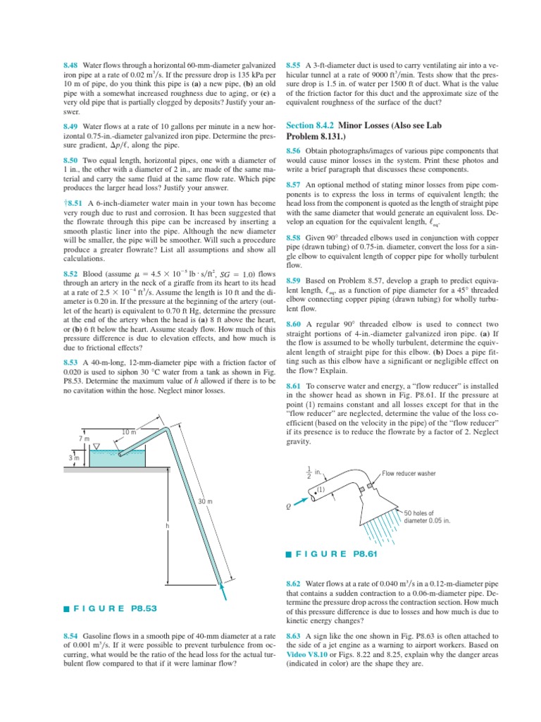 Analysis of Water Flow Through Pipes and Ducts with Calculations of