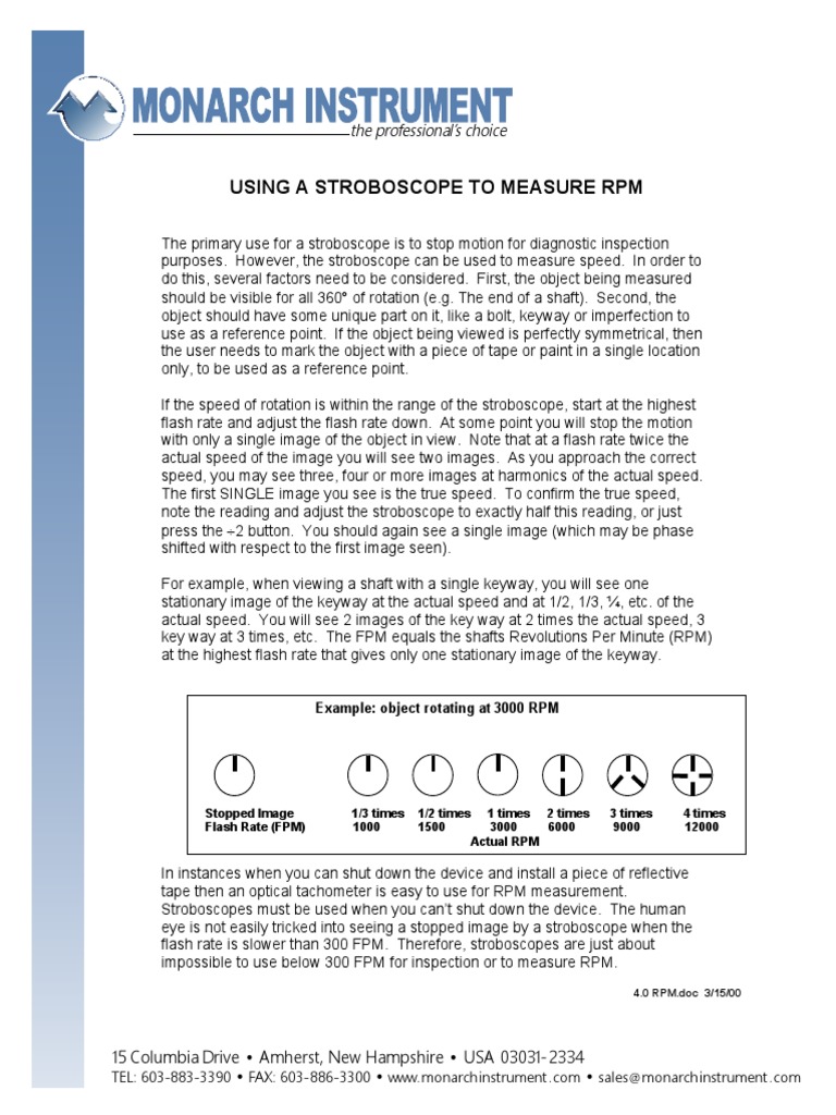 Using A Stroboscope To Measure RPM The Professional's Choice PDF