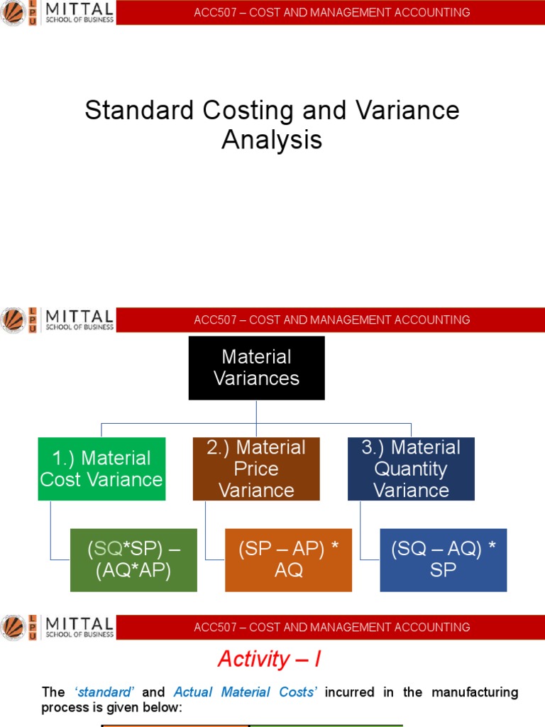 Standard Costing For Students Pdf Management Accounting Cost