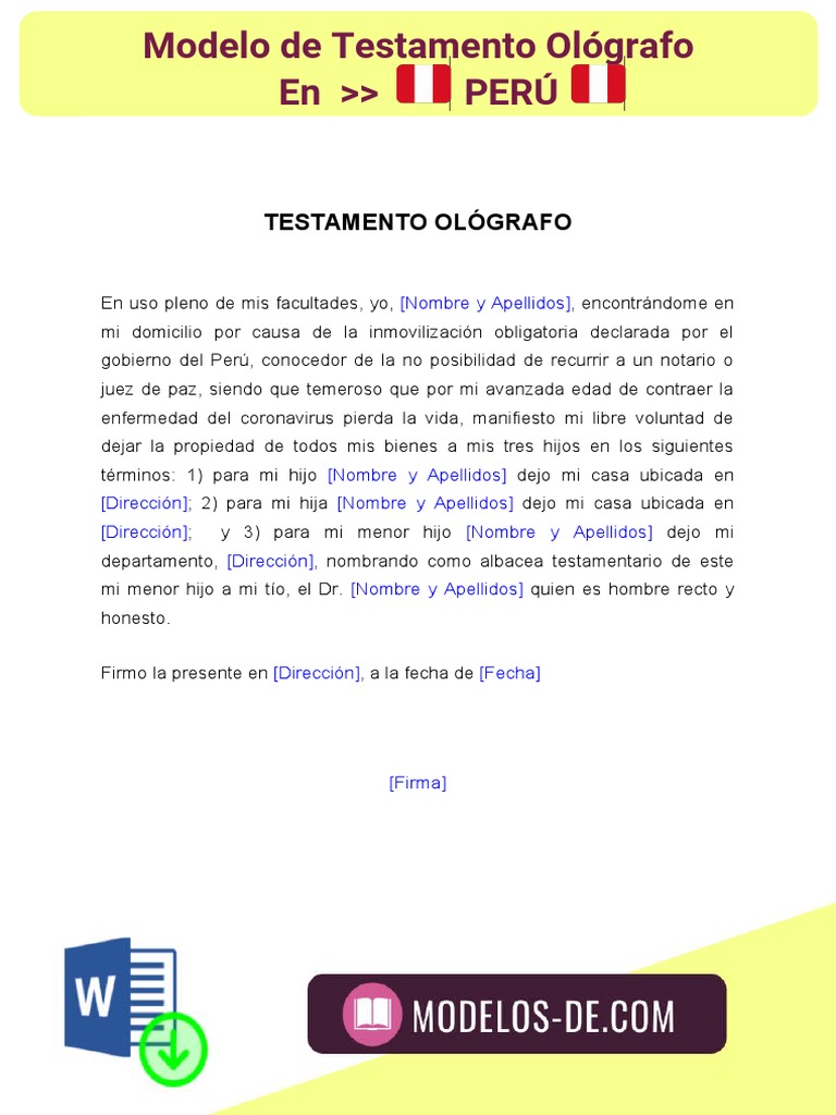 Modelo de Testamento en Perú 1 | PDF