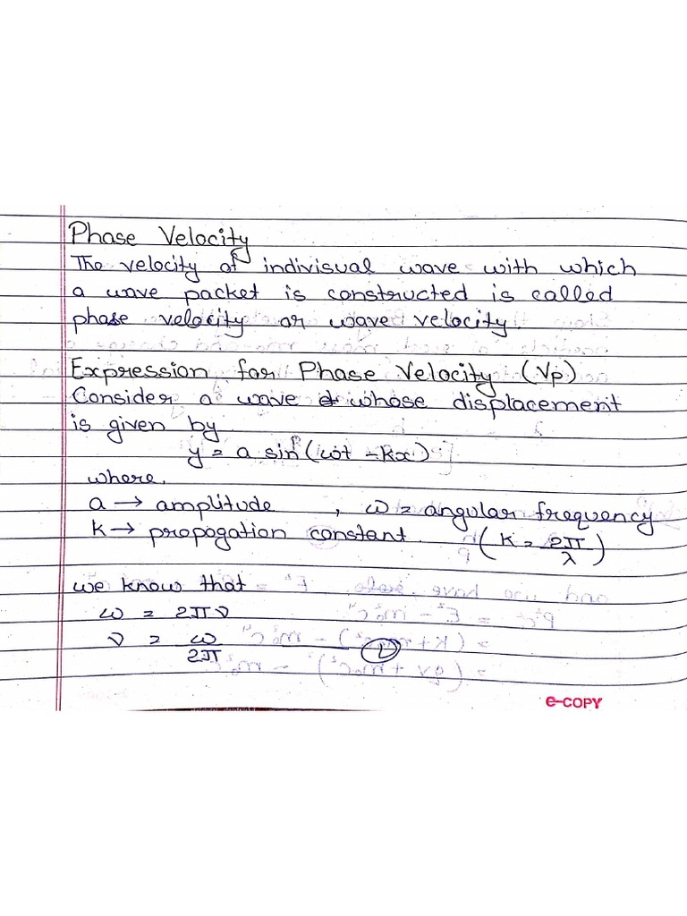 Phase Velocity and Group Velocity | PDF