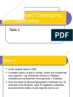 IML555 Subject Cataloguing and Classification: Table 2