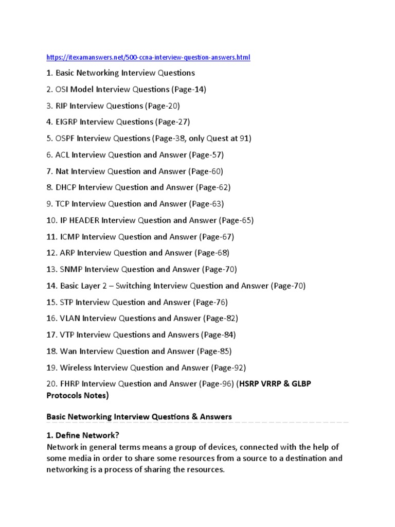 Protocols Notes) Basic Networking Interview Questions & Answers 1