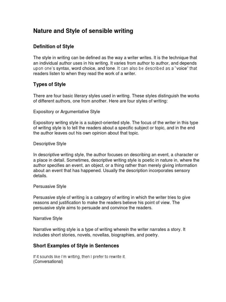 Understanding Sensible Writing Styles | PDF | Science | Science And ...