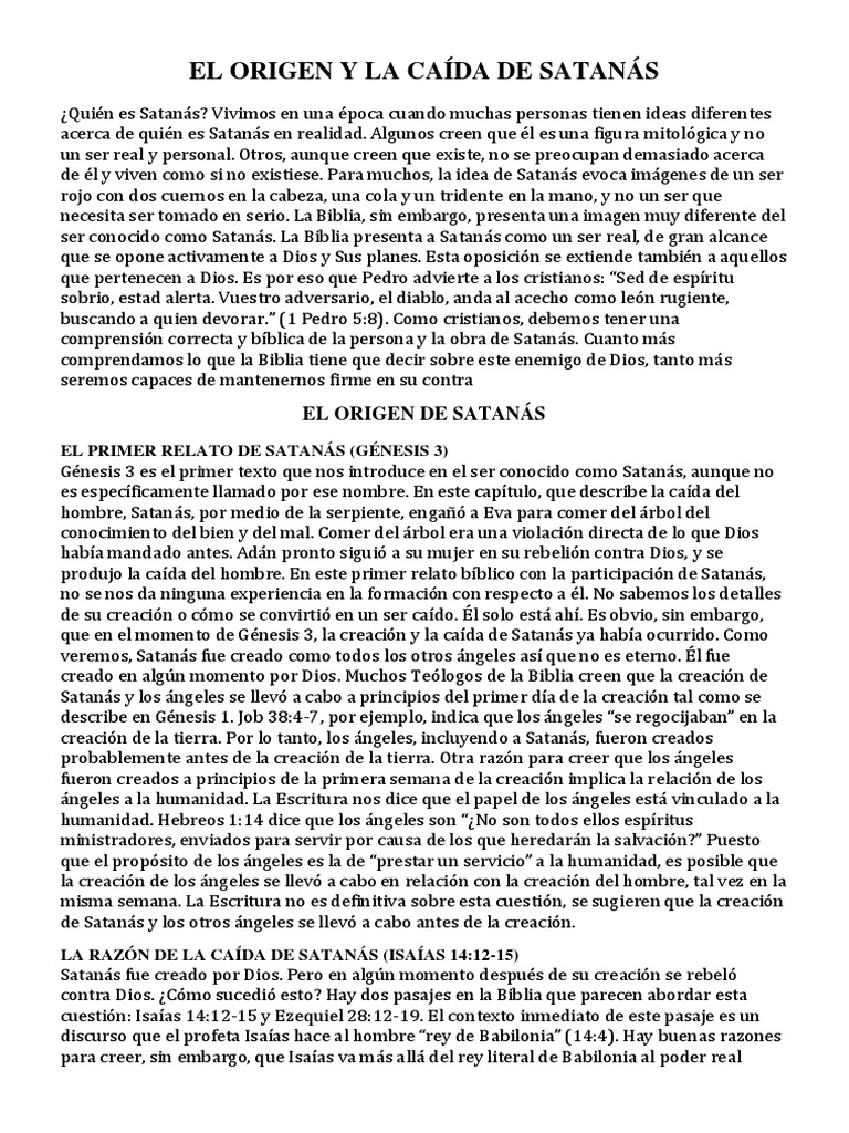 El Origen y La Caída de Satanás | PDF | Satán | Demonios