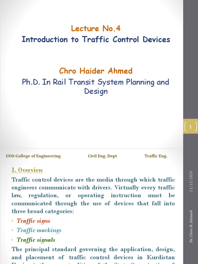 Traffic Control Devices Overview | PDF | Traffic | Intersection (Road)