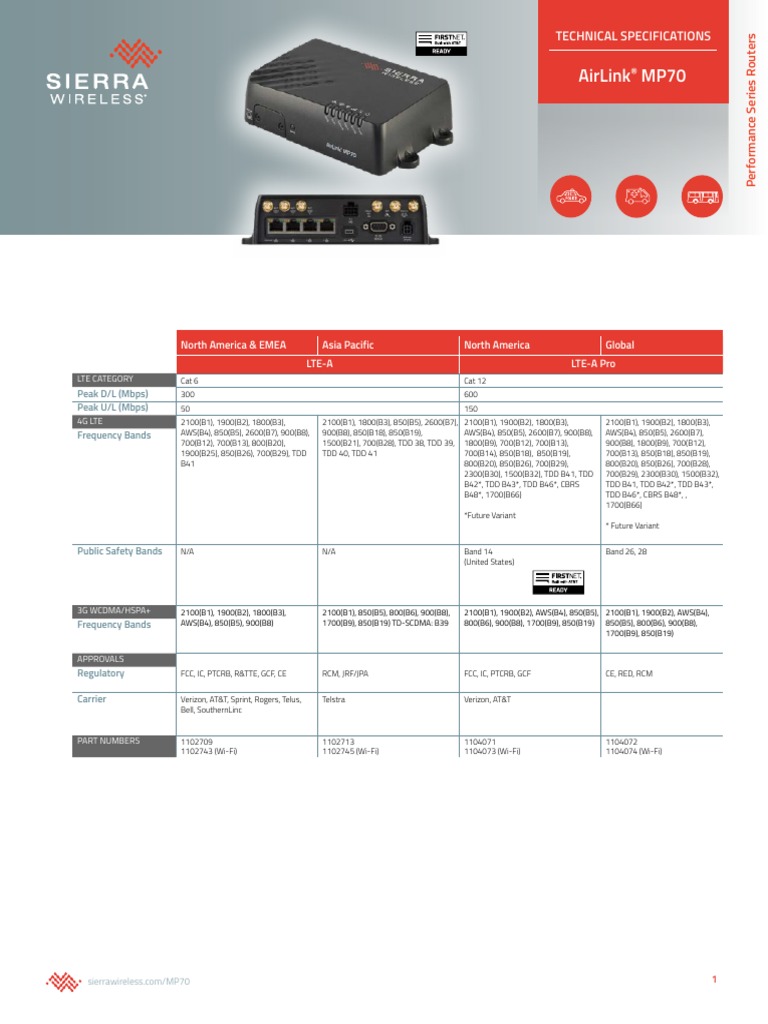 Airlink Mp70 Technical Specifications PDF Wi Fi Virtual Private
