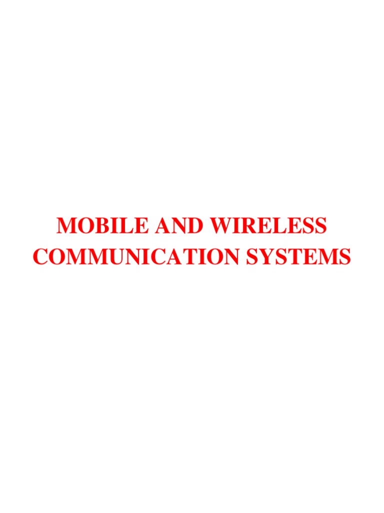 Mobile and Wireless Communication Systems | PDF | Wireless ...