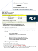 2021-2022 New Life Christian Academy Preschool Rate Sheet