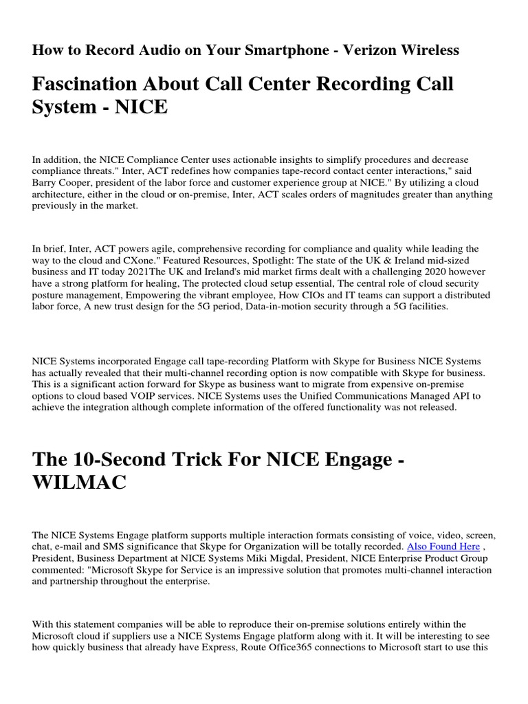 Nice Systems Voip Call Recording American Solutionsbiqysveiyl PDF