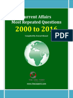 Most Repeated Question Current Affairs - 2000 to 2016