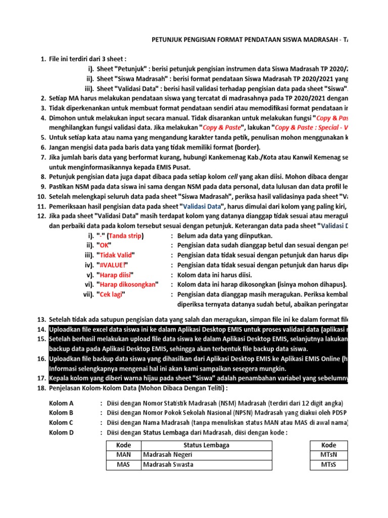 Form Rekap TP 2020-2021 (Siswa) | PDF