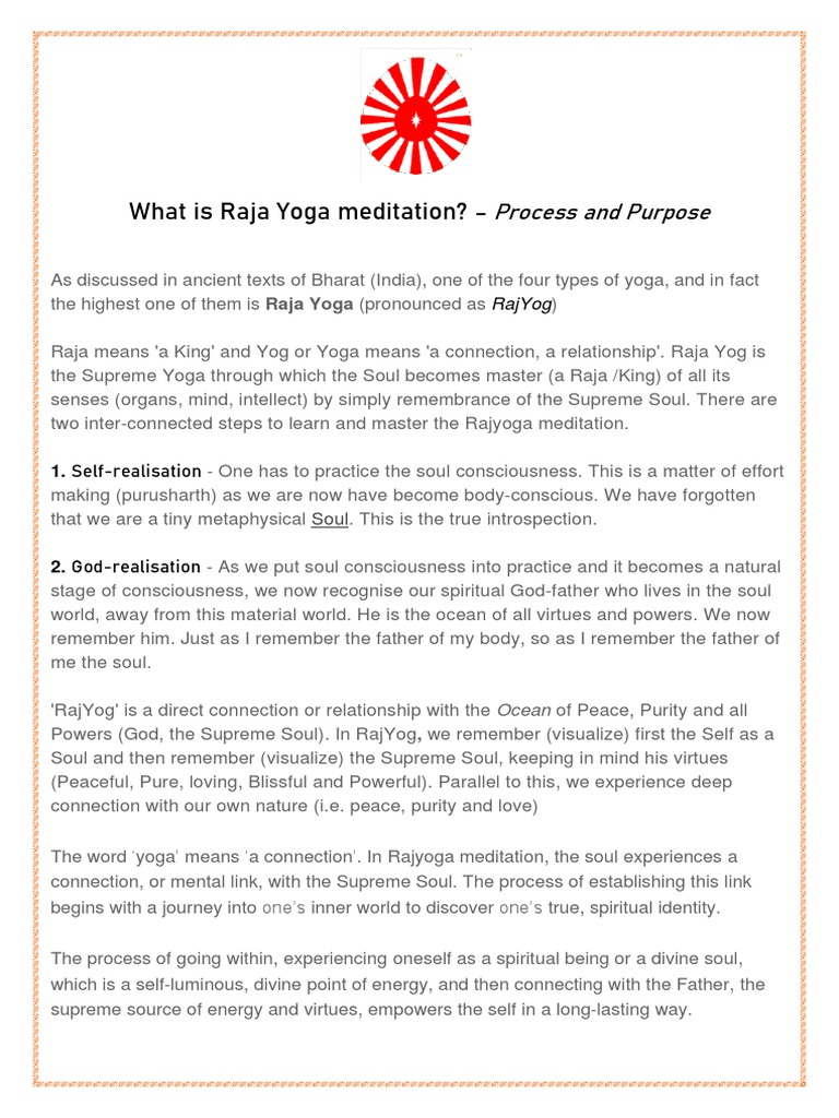 Understanding Raja Yoga Meditation | PDF | Yoga | Soul