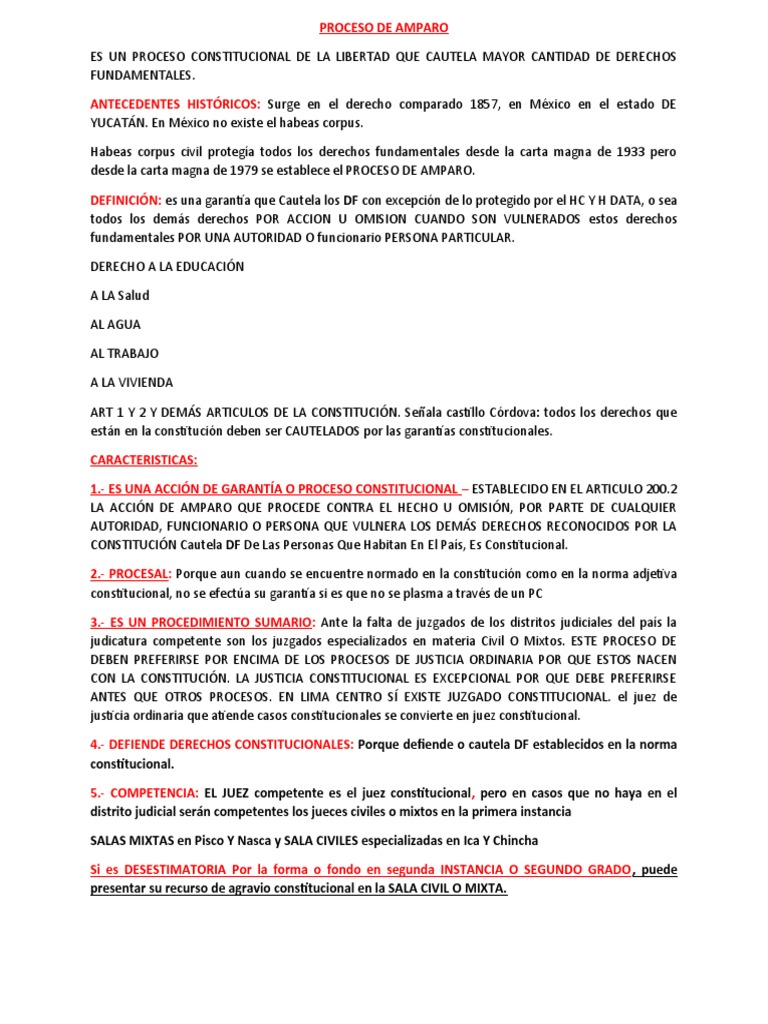 Proceso de Amparo: Garantía Constitucional | PDF | Habeas corpus ...