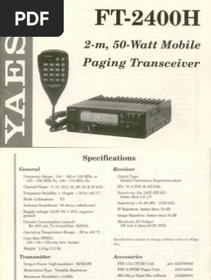 【取扱説明書のみ】YAESU FT-227 OPERATING MANUAL Yaesu FT-227R Technical Supplement Service Manual | PDF