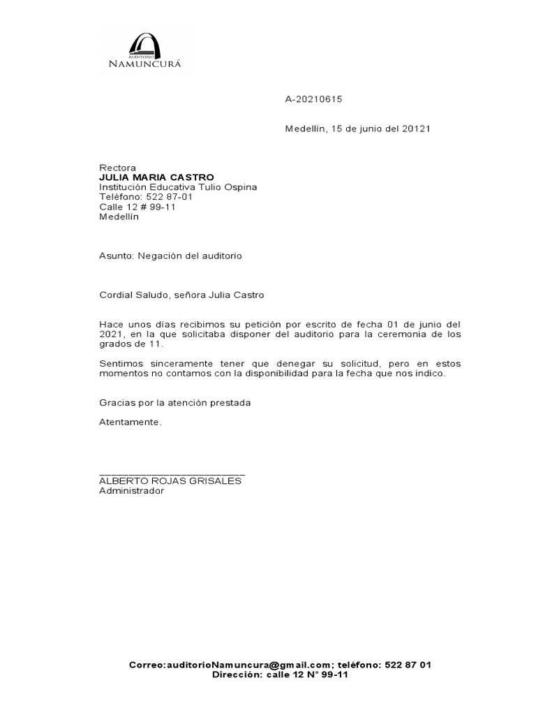 Carta de Negación PDF