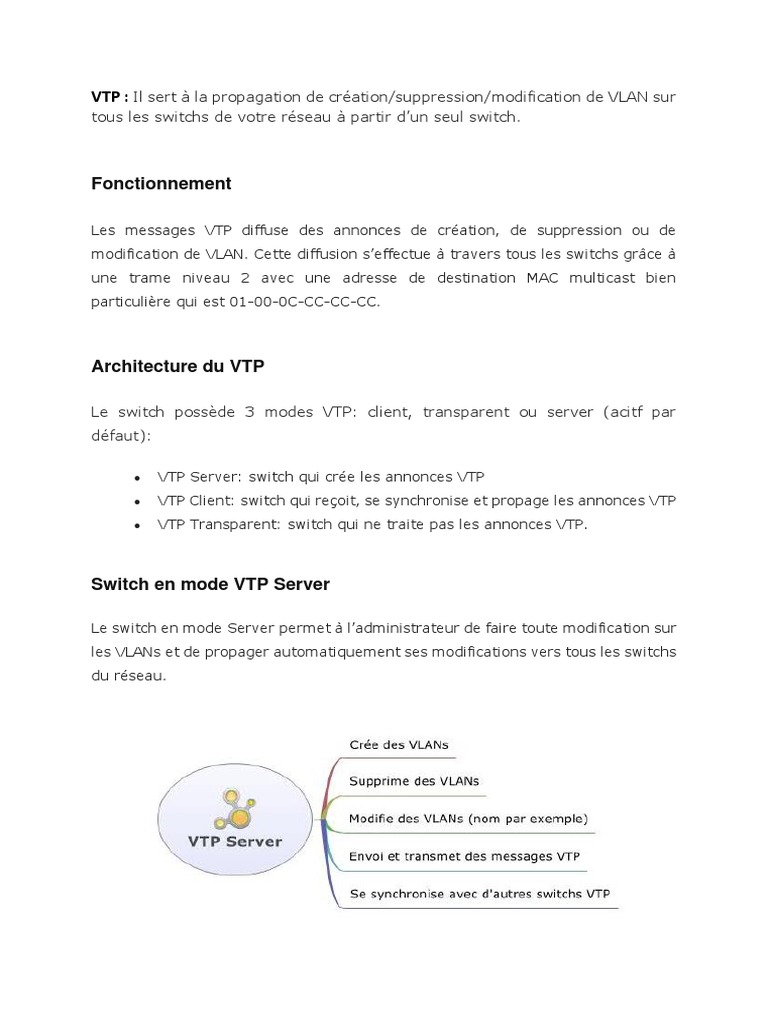 Modes et Configuration du VTP | PDF | Multidiffusion | Commutateur réseau