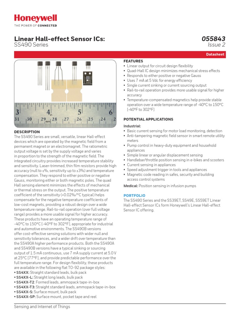 Honeywell Sensing Sensors Linear Hall Effect Ics ss490 Series Datasheet ...