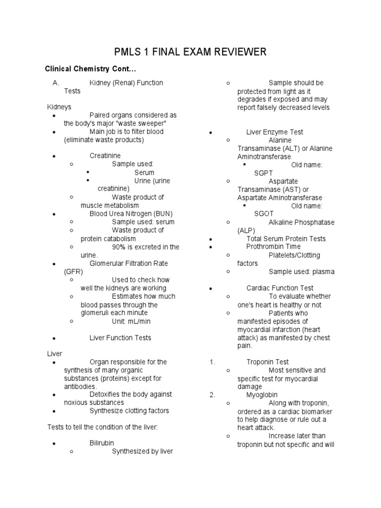 Pmls 1 Final Exam Reviewer: Clinical Chemistry Cont | PDF | Blood Type ...
