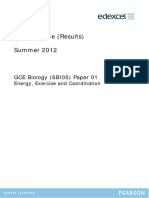 Mark Scheme (Results) Summer 2012: GCE Biology (6BI05) Paper 01