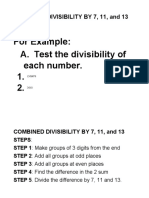 For Example: A. Test The Divisibility of Each Number. 1. 2.: Combined Divisibility by 7, 11, and 13