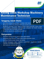 Rolling Stock Workshop Machinery Maintenance Technician
