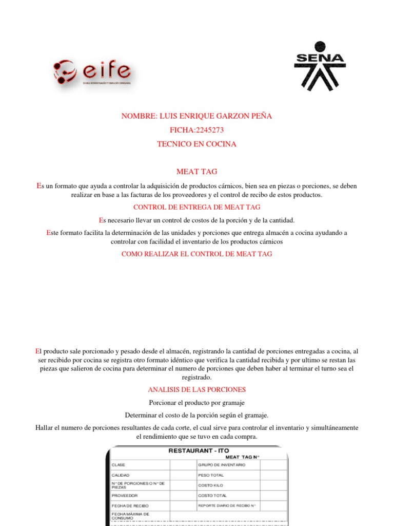 Control de Meat Tag en Cocina | PDF | Inventario | Carne