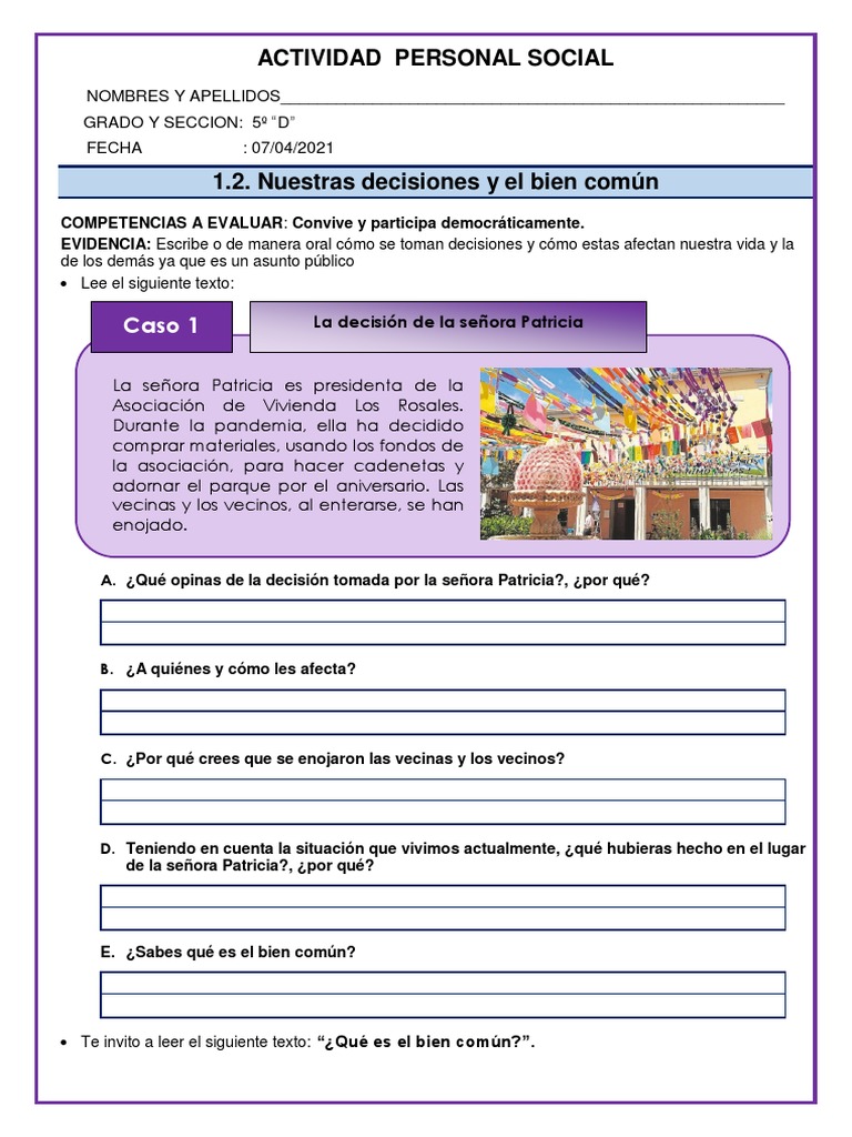 Actividad Personal Social | PDF | Policía | Toma de decisiones