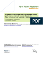 Mathematical Modeling: Effects On Problem Solving Performance and Math Anxiety of Students