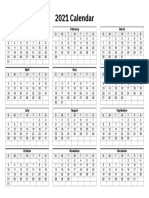 2021 Calendar: January February March
