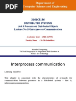 2161CS136 Distributed Systems: Unit II Process and Distributed Objects Lecture No.10 Interprocess Communication