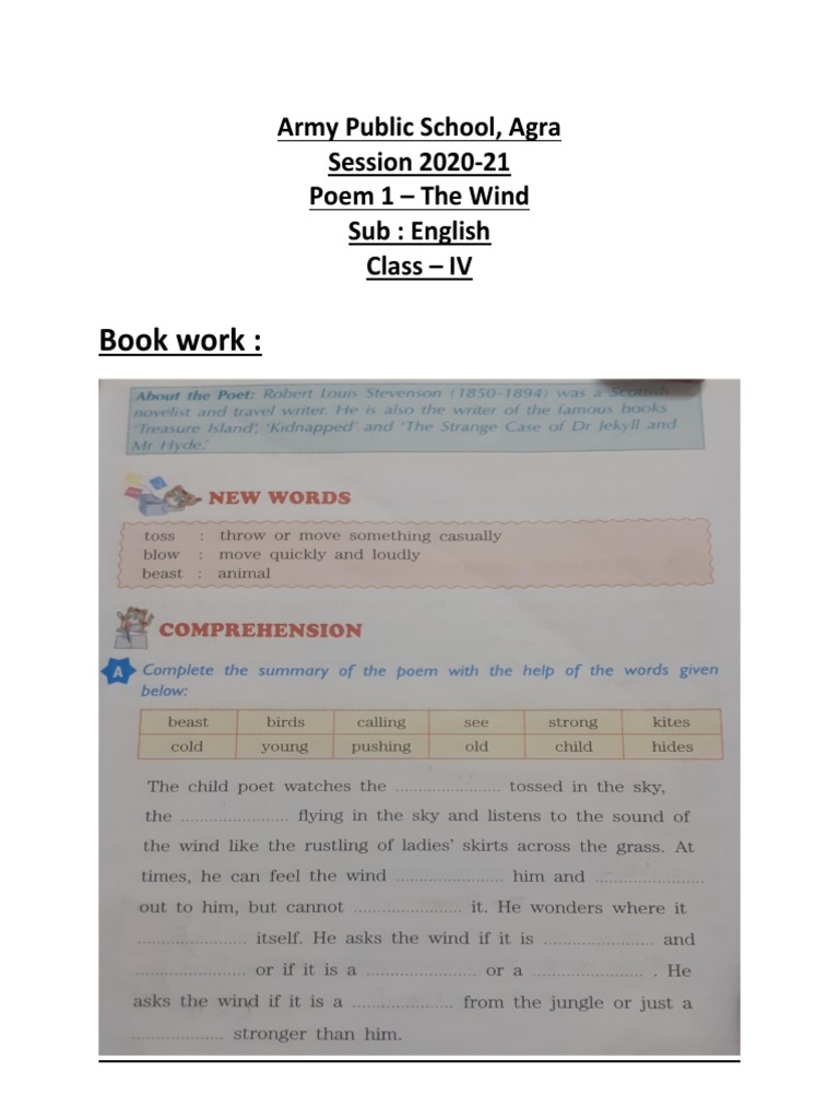 The Wind Poem Comprehension Class 4 | PDF | Language Arts & Discipline ...