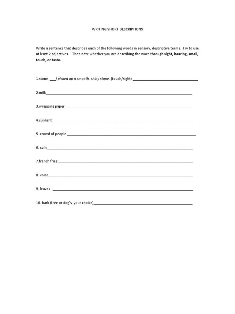 Sensory Writing for Beginners | PDF | Language Arts & Discipline | Self ...
