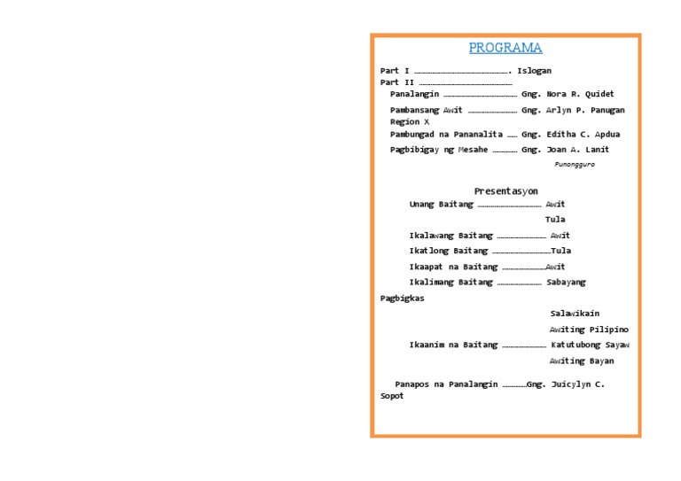 Buwan NG Wika Program | PDF