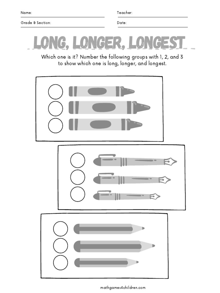 Long, Longer, Longest Worksheet | PDF