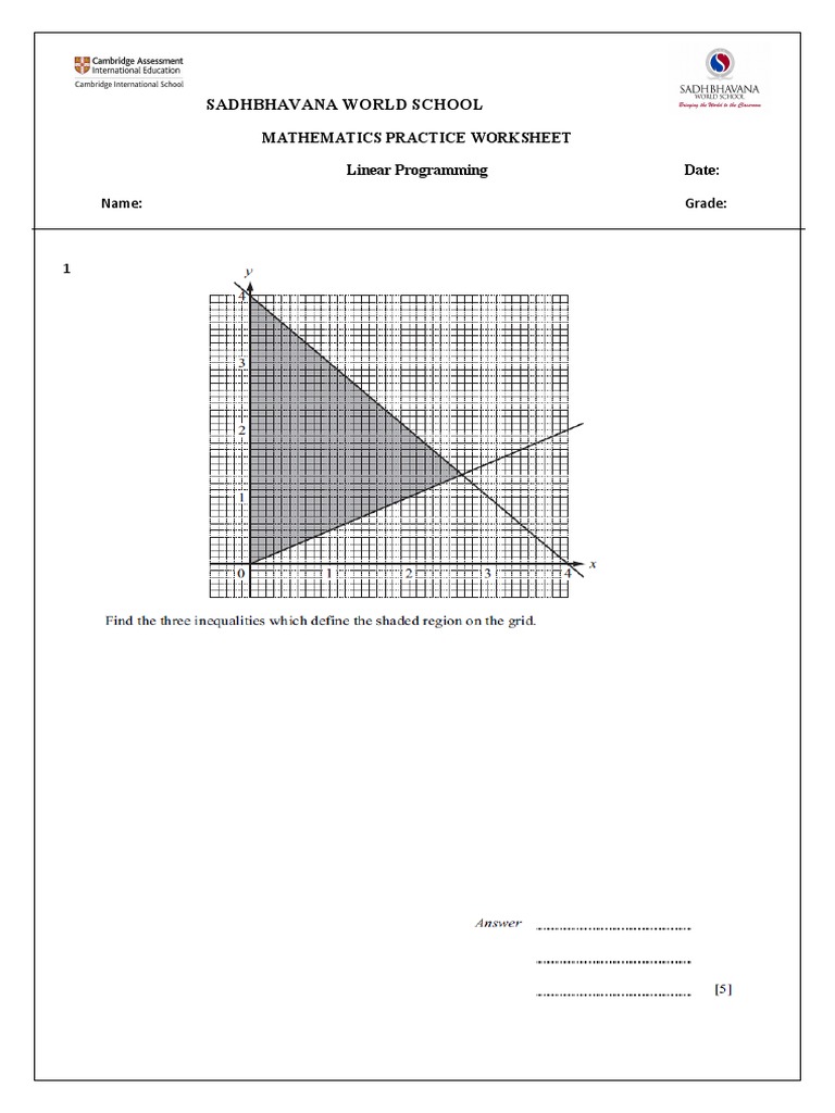 Linear Programming Worksheet | PDF