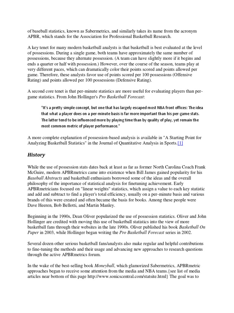 Understanding Basketball Statistics | PDF | Ball Games | Teams