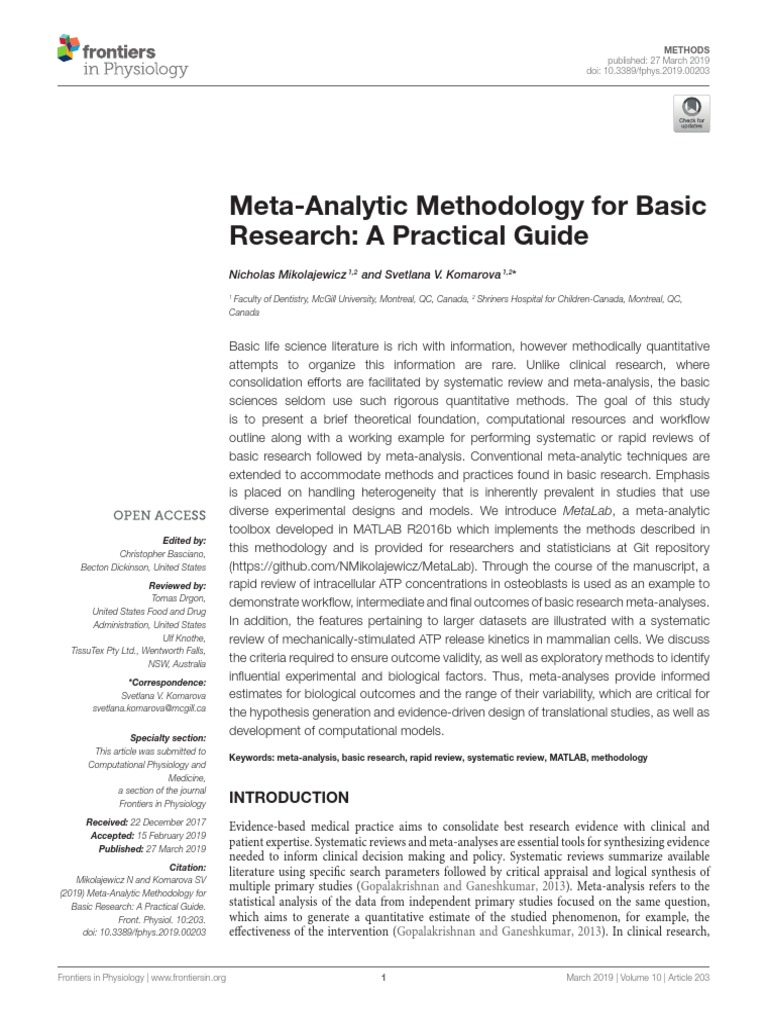 Meta-Analytic Methodology For Basic Research: A Practical Guide | PDF ...