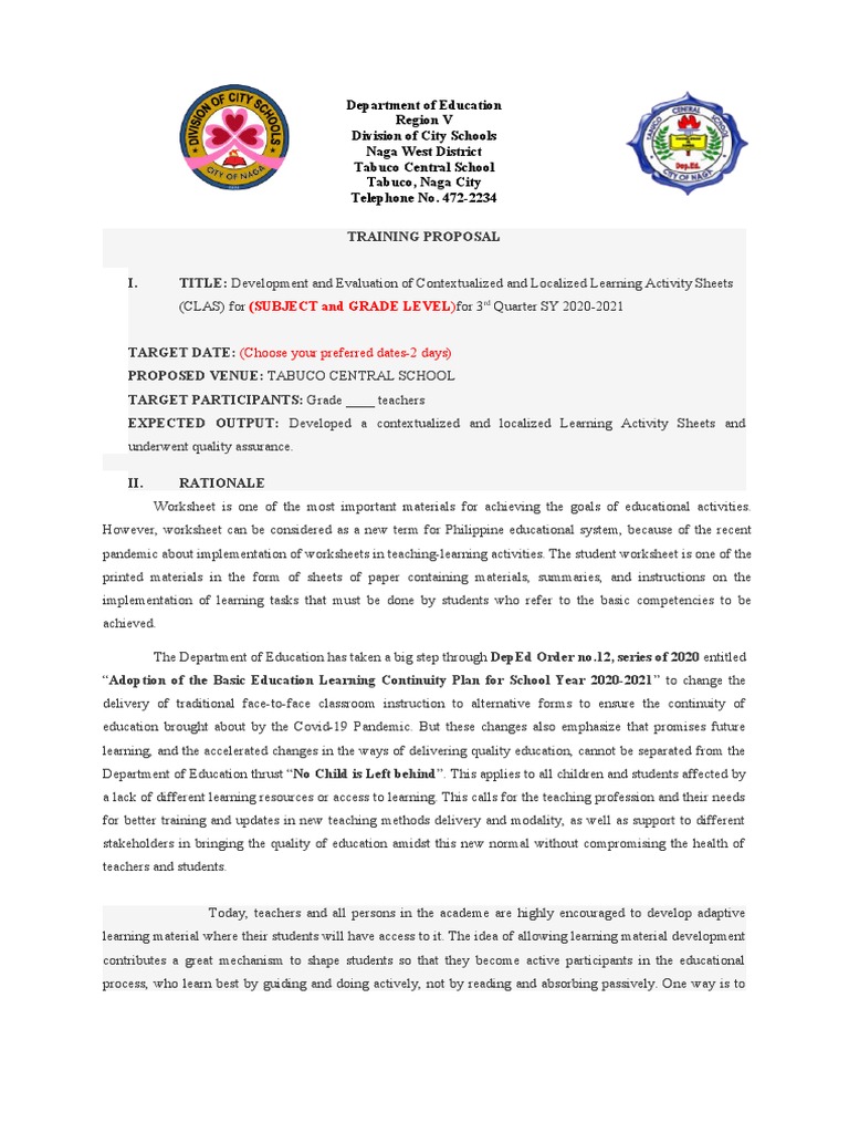 Contextualized Learning Sheets Training | PDF | Teaching | Human Nature