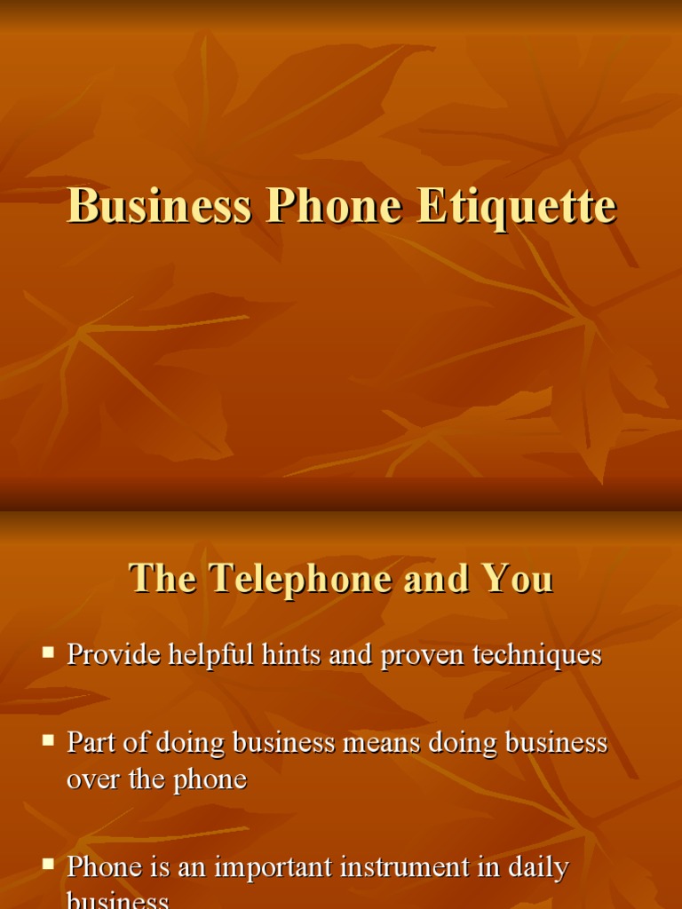 Business Phone Etiquette PDF Conversation Telephone